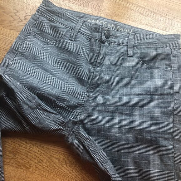 American Eagle Super Hi-Rise Jeggings Gray Plaid Size 6 Regular - Picture 12 of 15